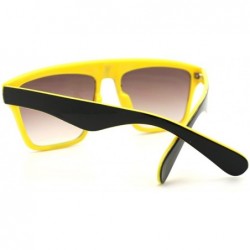 Square In and Out 2 Tone Trendy Futuristic Robot Curved Flat Top Square Sunglasses - Yellow - C911C7V6JAL $8.87