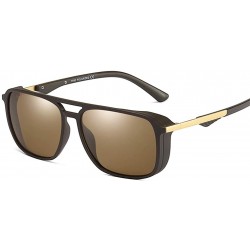 Square TR90 Frame Sunglasses Polarized Men Windproof Driving Sun Glasses for Men Square - Brown - CP18K6S594D $21.24