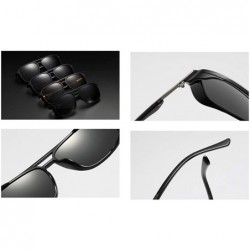 Square TR90 Frame Sunglasses Polarized Men Windproof Driving Sun Glasses for Men Square - Brown - CP18K6S594D $11.35