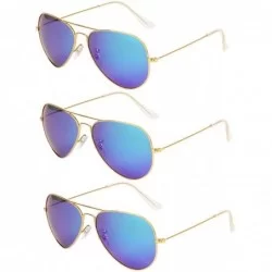 Aviator Classic Aviator Metal Frame Sunglasses Men Women Glasses Lmo-025 - 3 Pairs Green - CF125TBZSVH $51.76