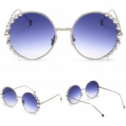 Round 2019 Pearl Sunglasses Women Alloy Fe Round Sun Glasses Female Luxury Brand Black Pink Metal Shades - 2 - C218W78HT9M $1...