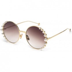 Round 2019 Pearl Sunglasses Women Alloy Fe Round Sun Glasses Female Luxury Brand Black Pink Metal Shades - 2 - C218W78HT9M $1...