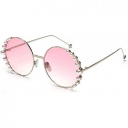 Round 2019 Pearl Sunglasses Women Alloy Fe Round Sun Glasses Female Luxury Brand Black Pink Metal Shades - 2 - C218W78HT9M $1...