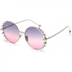 Round 2019 Pearl Sunglasses Women Alloy Fe Round Sun Glasses Female Luxury Brand Black Pink Metal Shades - 2 - C218W78HT9M $1...