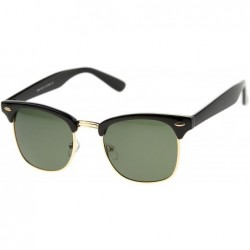 Rimless Half Frame Semi-Rimless Horn Rimmed Sunglasses - Black-gold / Green - CC11AZY4B7Z $22.02