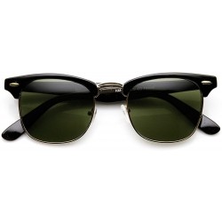 Rimless Half Frame Semi-Rimless Horn Rimmed Sunglasses - Black-gold / Green - CC11AZY4B7Z $8.93