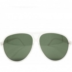 Aviator Retro Classic style 1980s Fashion Sunglasses IL1015 - White/ Green - CB18LEHQWYE $21.11