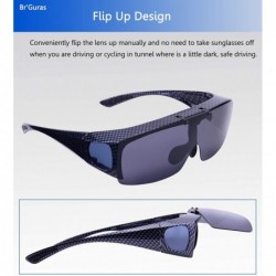 Wrap Polarized Flip up Sunglasses Fit Over Glasses UV400 Fitover Sunglasses for Man and Woman - Carbon Texture Frame - C7194E...