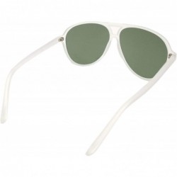 Aviator Retro Classic style 1980s Fashion Sunglasses IL1015 - White/ Green - CB18LEHQWYE $10.96