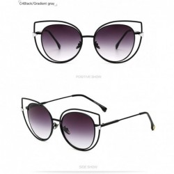 Oversized Kitty Eye Sunglasses Women Brand Designer 2017 Vintage Oversized Shades 997242Y - Black Gray - C6184YL4D2H $13.24