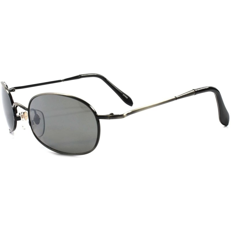Rectangular Classic Vintage 80s Style Metal Rectangular Oval Sunglasses - Gunmetal - C7189363E0O $12.14