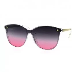 Shield Oceanic Gradient Color Lens Shield Horn Mod Trendy Sunglasses - Clear Black Pink - CN18EXMXHOX $23.73
