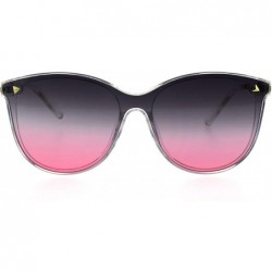 Shield Oceanic Gradient Color Lens Shield Horn Mod Trendy Sunglasses - Clear Black Pink - CN18EXMXHOX $9.37