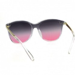 Shield Oceanic Gradient Color Lens Shield Horn Mod Trendy Sunglasses - Clear Black Pink - CN18EXMXHOX $9.37