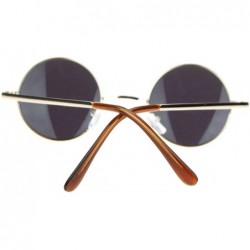 Round John Lennon Iconic Small Round Circle Lens Mirrored Mirror Hippie Sunglasses Gold Teal - CG11YW4Y0VR $13.47