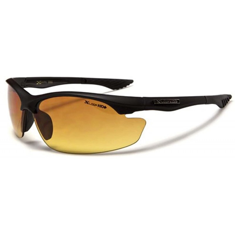 Sport Day Night Driving Biking Amber HD Lens Mens Wrap Stylish Sport Sunglasses - Matte Black - CP18929325C $11.51