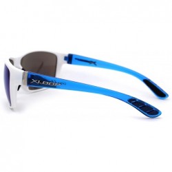 Sport Color Mirror Warp Around Mens Sport Plastic Sunglasses - White Blue Mirror - CW195UDGUMM $12.16