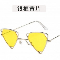 Aviator Triangle Women Sunglasses Vintage Design Luxury Cat Brand Red Lens Black Grey - Silver Green - CH18XQYM0E8 $8.52