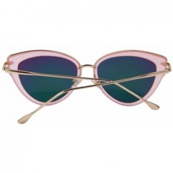 Semi-rimless Women UV400 Cat Eye Glass Oval Alloy Frame Mirror Lens Sunglasses - Pink - CX17YW5NE87 $9.47