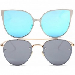 Aviator Ladies Metal Cat Eye Heart Round Integral Sunglasses Elegant De Luxe Stylish - Fan_2p_24mix - CU17YEGCDLH $27.69