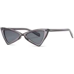 Cat Eye Sunglasses For Women Metal Hinges Cat Eye Triangle Plastic Frame Glasses K0571 - Transparent Gray&black - CP18CEG8C0N...