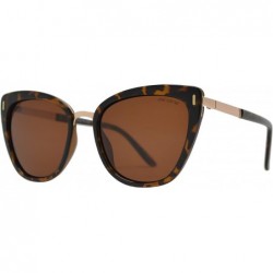 Sport Polarized Cat Eye Sunglasses for Women UV Protection Retro Vintage - Tortoise + Brown - C5195CO9WIO $26.94