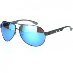 Aviator Polarized Mens Metal Rim Officer Style Tear Drop Shape Pilots Sunglasses - Gunmetal Blue Mirror - CK18MDY39SD $17.38