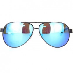 Aviator Polarized Mens Metal Rim Officer Style Tear Drop Shape Pilots Sunglasses - Gunmetal Blue Mirror - CK18MDY39SD $17.38