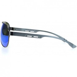 Aviator Polarized Mens Metal Rim Officer Style Tear Drop Shape Pilots Sunglasses - Gunmetal Blue Mirror - CK18MDY39SD $17.38