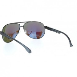 Aviator Polarized Mens Metal Rim Officer Style Tear Drop Shape Pilots Sunglasses - Gunmetal Blue Mirror - CK18MDY39SD $17.38