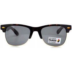 Square Polarized Lens Unisex Designer Fashion Short Half Rim UV Block - Tortoise - CX124LVH8KZ $13.47