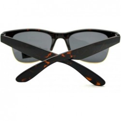 Square Polarized Lens Unisex Designer Fashion Short Half Rim UV Block - Tortoise - CX124LVH8KZ $13.47