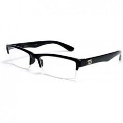 Wayfarer Unisex Clear Lens Sleek Half Frame Slim Temple Fashion Glasses - Black - C311OI5GXJ7 $18.35