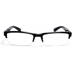 Wayfarer Unisex Clear Lens Sleek Half Frame Slim Temple Fashion Glasses - Black - C311OI5GXJ7 $9.18
