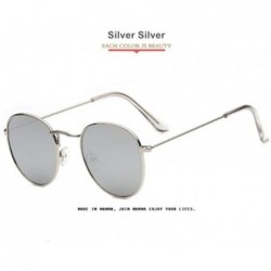 Aviator Women Sunglasses Coating Reflective Mirror Round Glasses Black Gray As Picture - Silver Silver - CH18YLA33WO $18.00