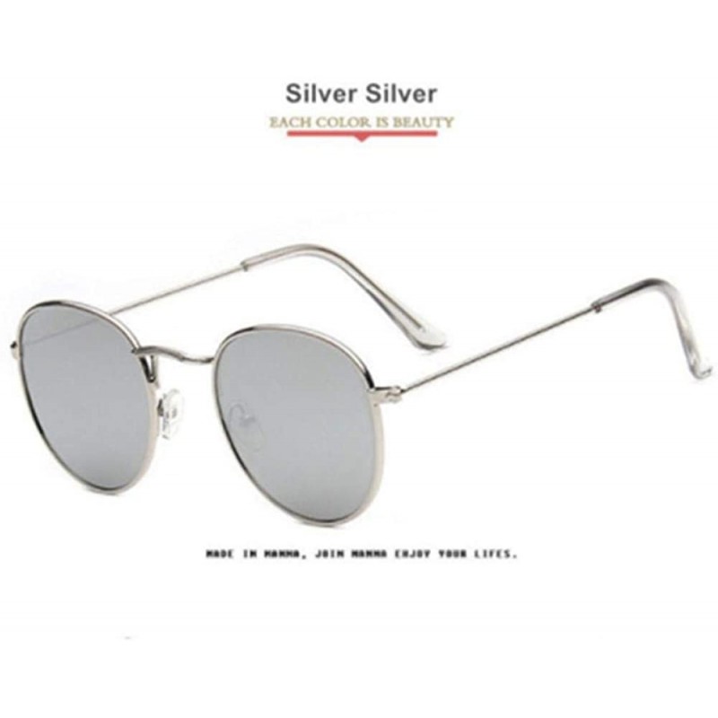 Aviator Women Sunglasses Coating Reflective Mirror Round Glasses Black Gray As Picture - Silver Silver - CH18YLA33WO $11.37