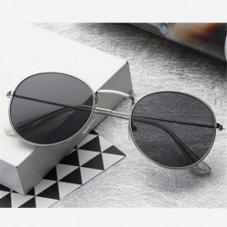 Aviator Women Sunglasses Coating Reflective Mirror Round Glasses Black Gray As Picture - Silver Silver - CH18YLA33WO $11.37