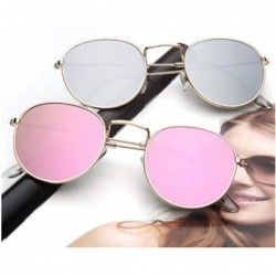 Aviator Women Sunglasses Coating Reflective Mirror Round Glasses Black Gray As Picture - Silver Silver - CH18YLA33WO $11.37