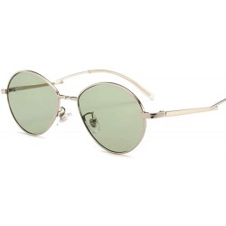 Oval Popular Candy Colors Women Small Oval Sunglasses Metal Frame Fashion Female Red - Green - CY18Y4S058H $17.85