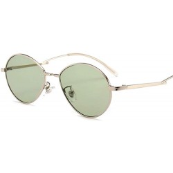 Oval Popular Candy Colors Women Small Oval Sunglasses Metal Frame Fashion Female Red - Green - CY18Y4S058H $17.39