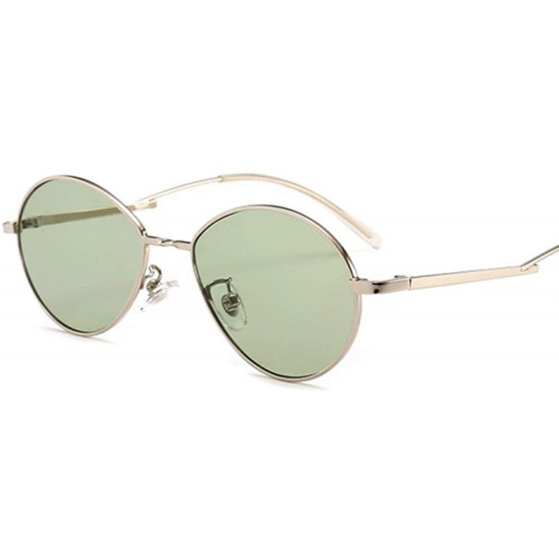 Oval Popular Candy Colors Women Small Oval Sunglasses Metal Frame Fashion Female Red - Green - CY18Y4S058H $9.71