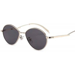 Oval Popular Candy Colors Women Small Oval Sunglasses Metal Frame Fashion Female Red - Green - CY18Y4S058H $9.71