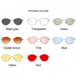 Oval Popular Candy Colors Women Small Oval Sunglasses Metal Frame Fashion Female Red - Green - CY18Y4S058H $9.71