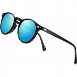 Round SUNGLASSES FOR MEN WOMEN - Half Frame Polarized Classic fashion womens mens sunglasses FD4003 - 25sky Blue - CH18Y4TDGX...