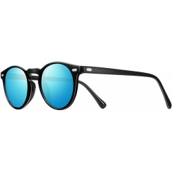 Round SUNGLASSES FOR MEN WOMEN - Half Frame Polarized Classic fashion womens mens sunglasses FD4003 - 25sky Blue - CH18Y4TDGX...