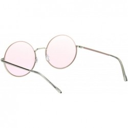 Round Womens Round Circle Sunglasses Thin Top Metal Frame Color Lens UV 400 - Silver (Pink) - CX18TIKODKE $12.00