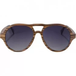 Aviator 7 Layers Genuine Wood Frame Sunglasses Pilot Style Polarized Wood Sunglasses-SH73004 - Zebra - CC12GG03QGT $25.77