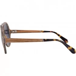 Aviator 7 Layers Genuine Wood Frame Sunglasses Pilot Style Polarized Wood Sunglasses-SH73004 - Zebra - CC12GG03QGT $25.77