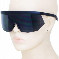 Rimless Oversized Super Shield Rainbow Mirrored Lens Semi Rimless Style Retro Flat Top Sunglasses - Black - CD197S8NSQH $12.99