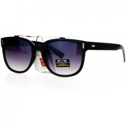 Wayfarer Retro Metal Flat Top Bridge Horn Rim Horned Sunglasses - Black Smoke - CC12EMGGYBN $19.86